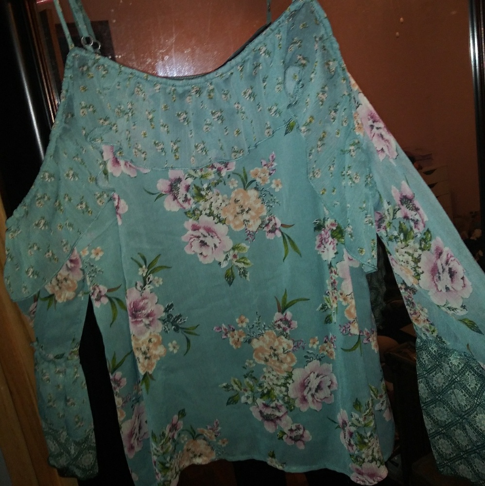 Dressy cold shoulder blouse